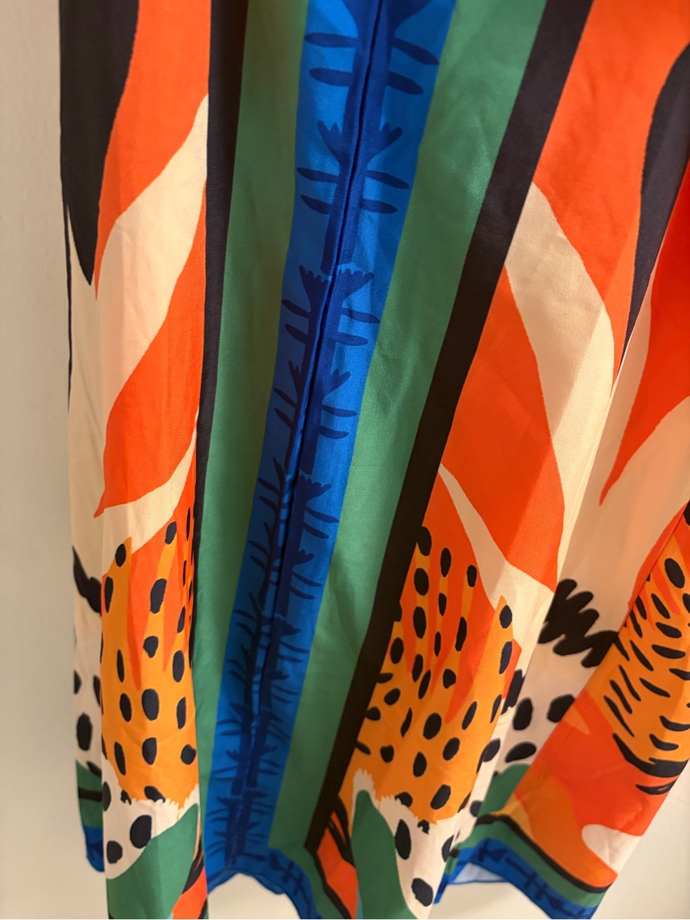 SHEIN Blue, Orange, Green & Yellow Abstract Wrap Mini Dress - Picture 4 of 11